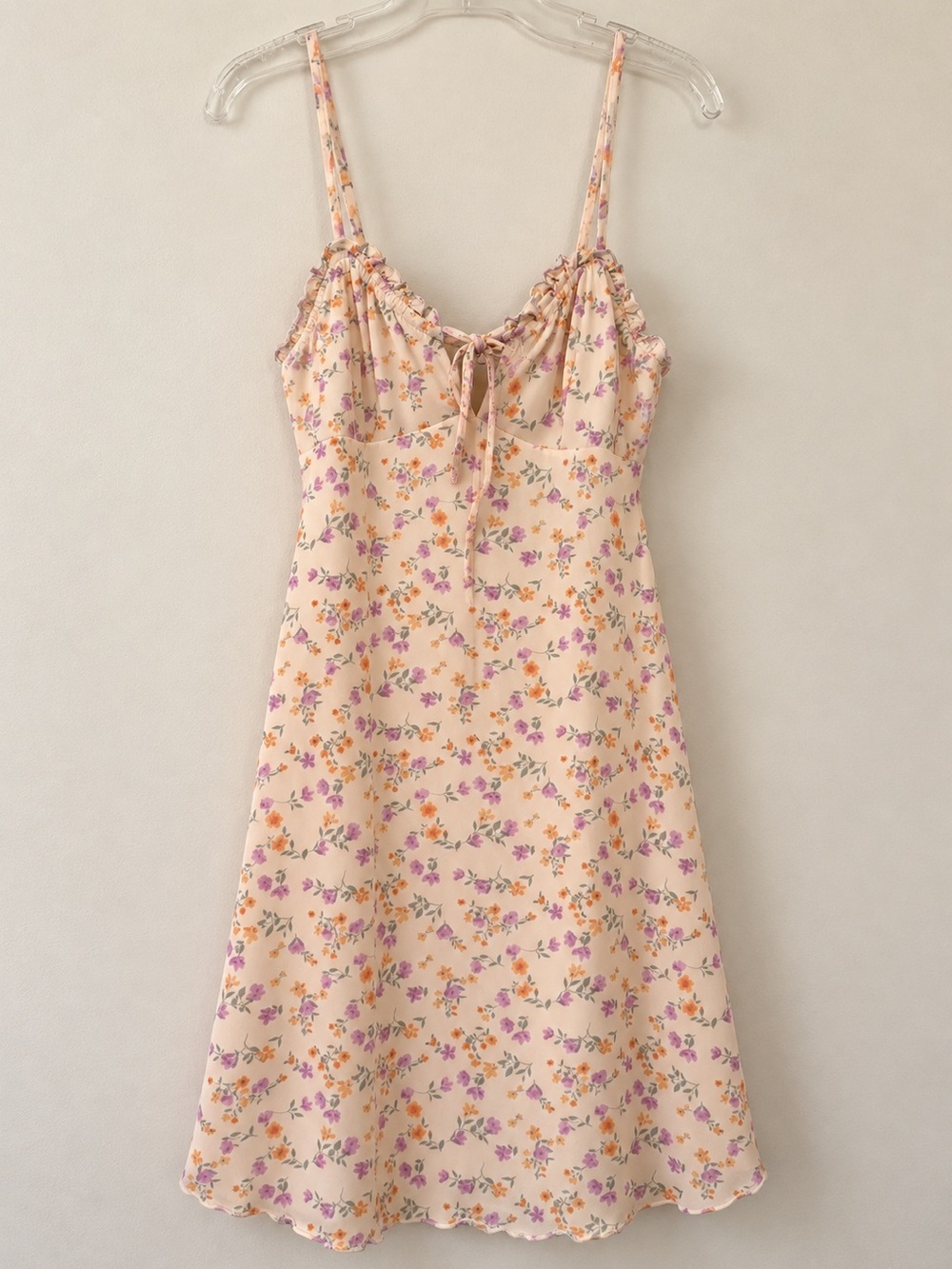 Hippie Rose Juniors Peach Mesh Breezy Ditzy Floral Print Dress NWT XL #2269